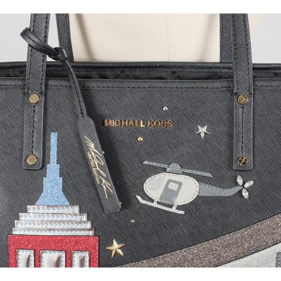 Michael Kors tote shoulder bag Limited Edition NYC skyline $448 drawstring - Picture 4 of 14